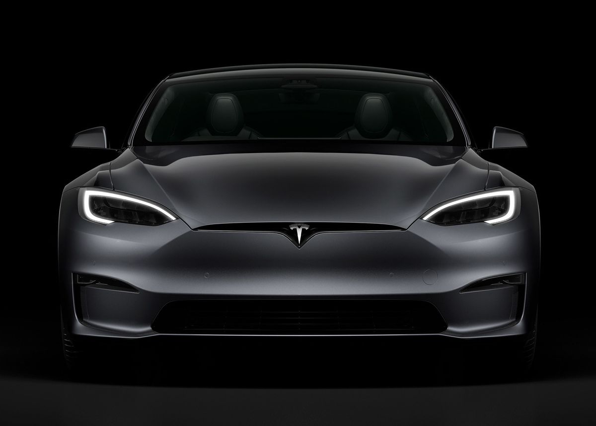 Tesla Model S 2021 Car Poster Picture Metal Print Paint By