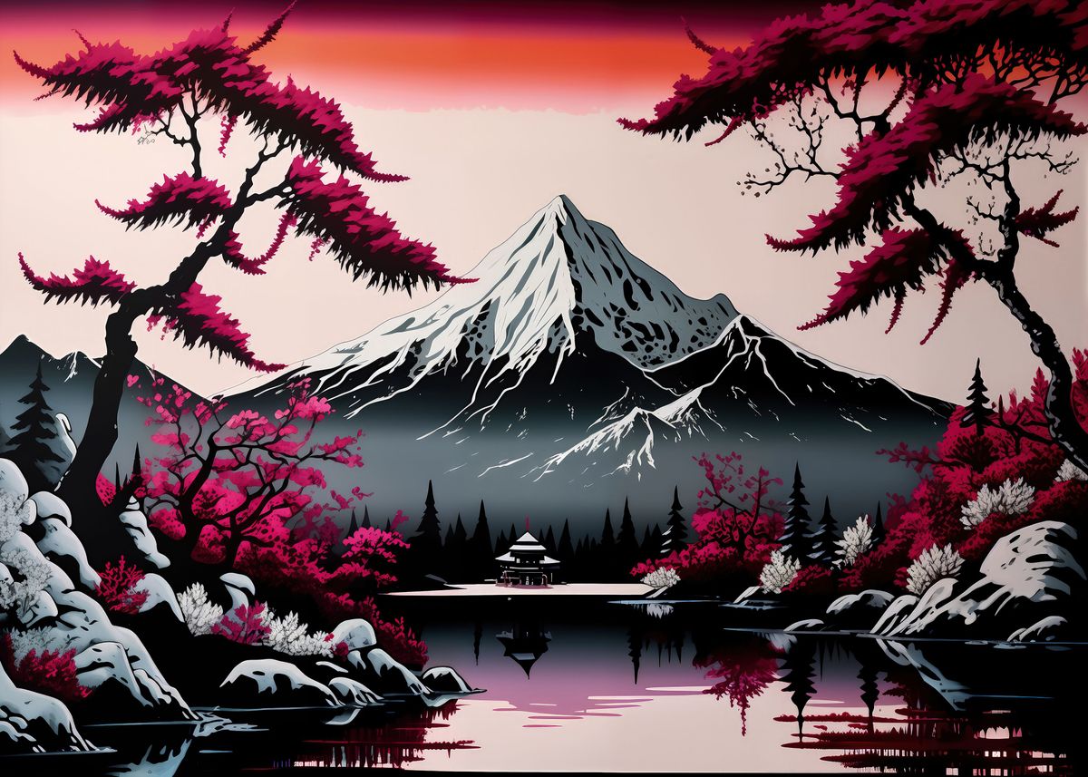 Fuji Mount Japanese Art Poster Picture Metal Print Paint By Leika