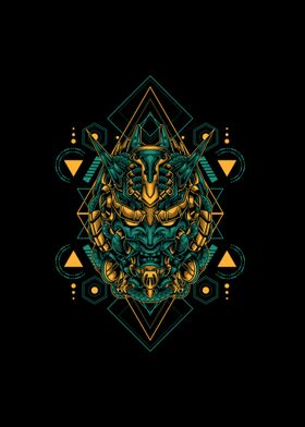 Japanese Oni Demon Mask Poster By Evgenuy Merkushov Displate