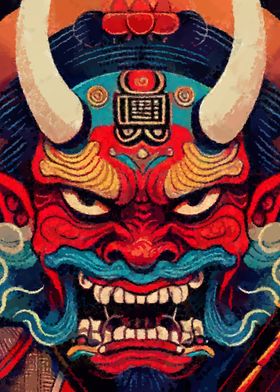 Japanese Mask Horror Poster By Evgenuy Merkushov Displate