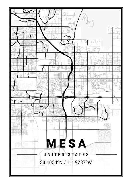 Mesa Light City Map Poster By Tien Stencil Displate