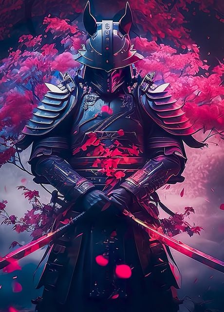 Japanese Samurai Sakura Poster By PrintYourDigitals Displate