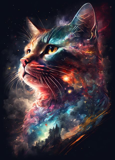 Cosmic Space Cat Poster By Epsilite Displate