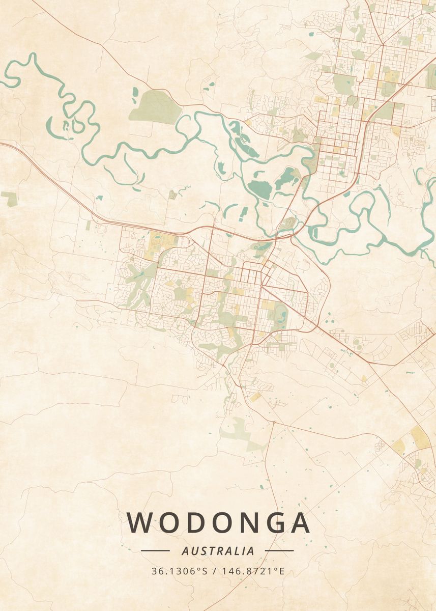 Wodonga Australia Poster By Designer Map Art Displate