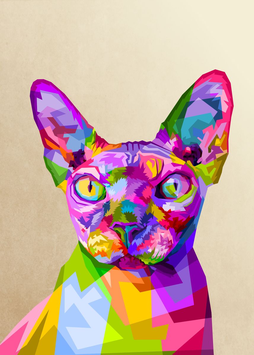 Colorful Sphynx Cat Poster By Peri Priatna Displate