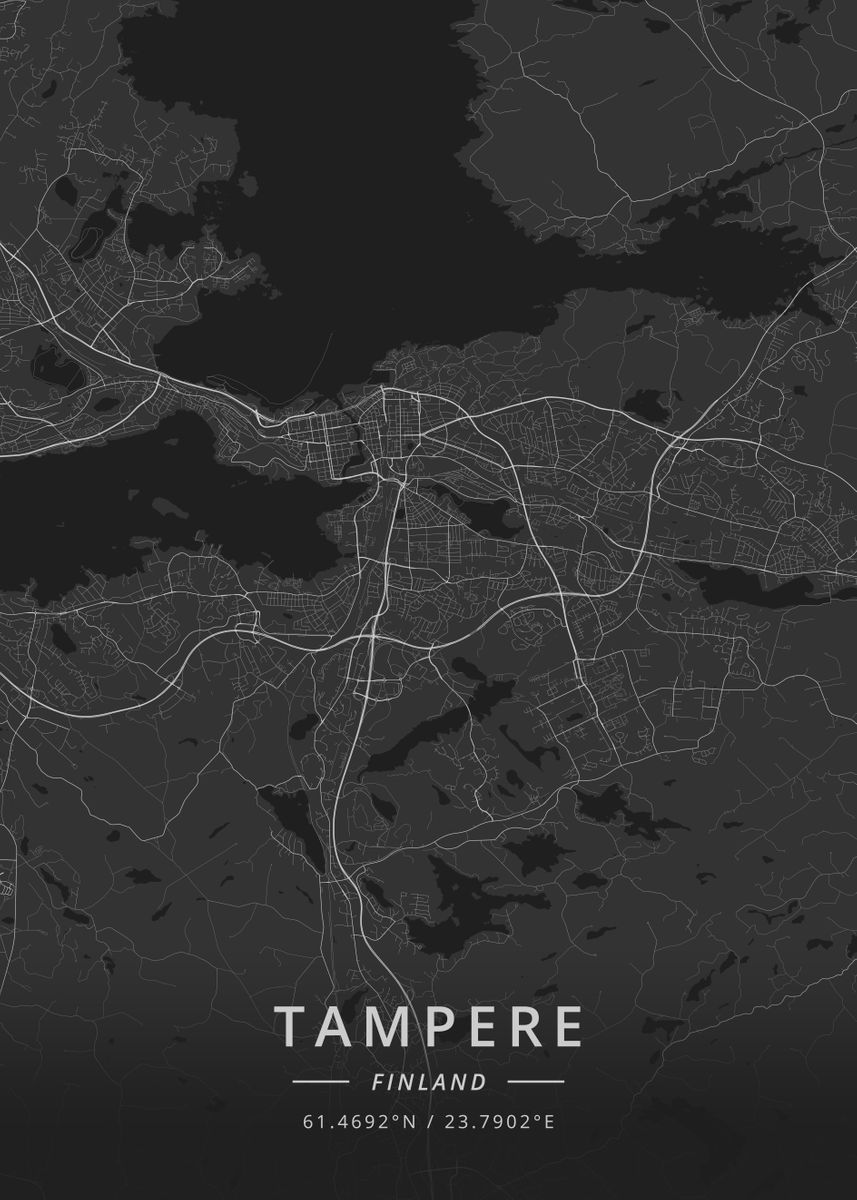 Tampere Finland Poster Picture Metal Print Paint By Designer Map