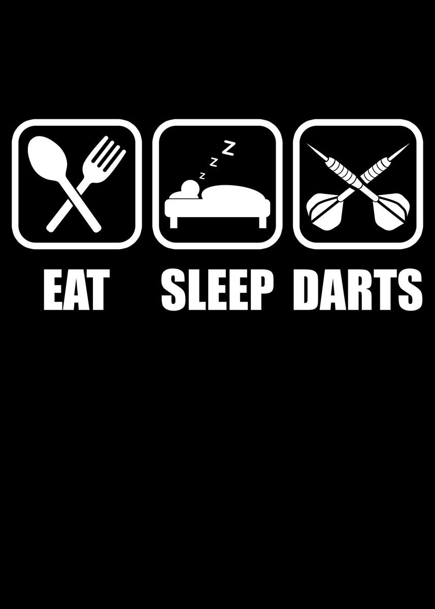 Darts Eat Sleep Repeat Poster Picture Metal Print Paint By Teecher