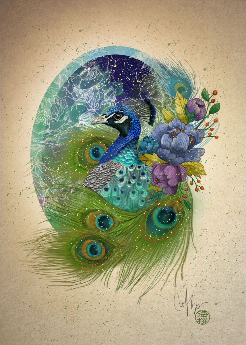 Peacock Poster Picture Metal Print Paint By Marine Loup Displate