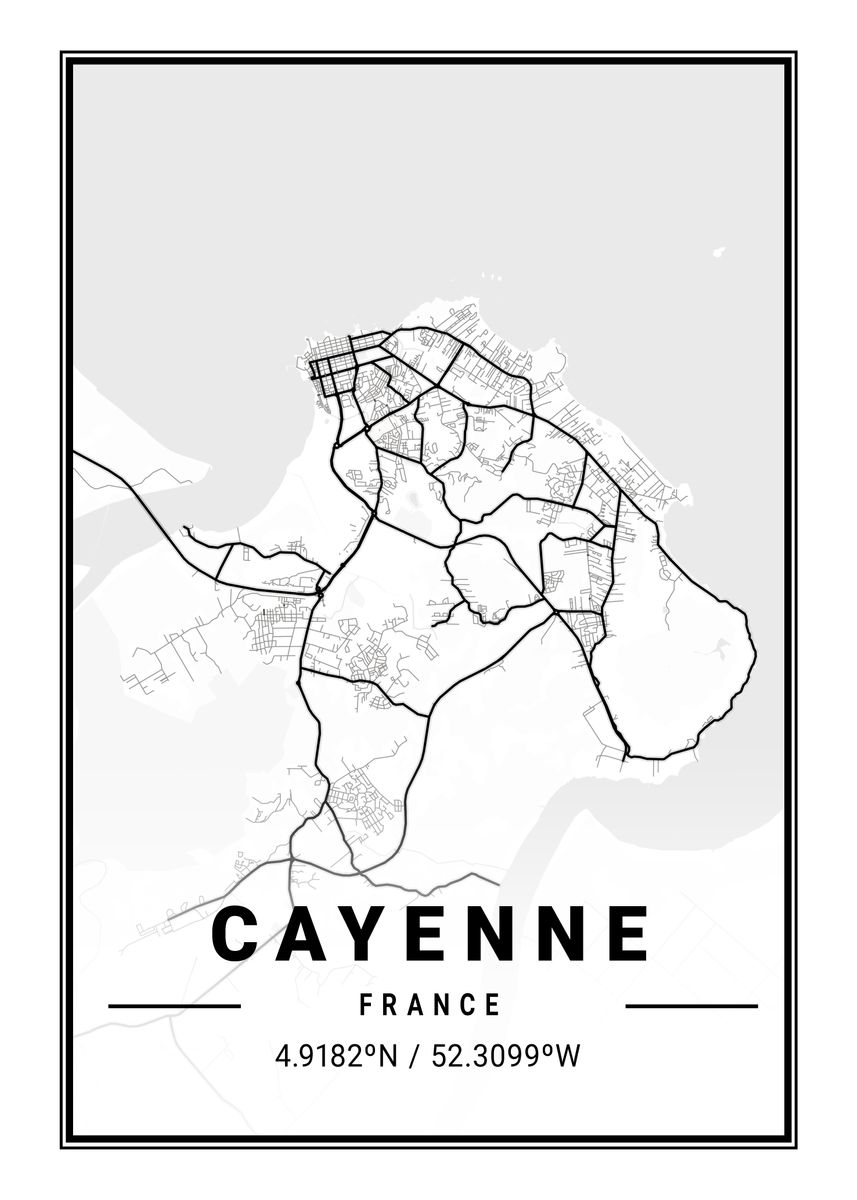 Cayenne Light City Map Poster By Tien Stencil Displate