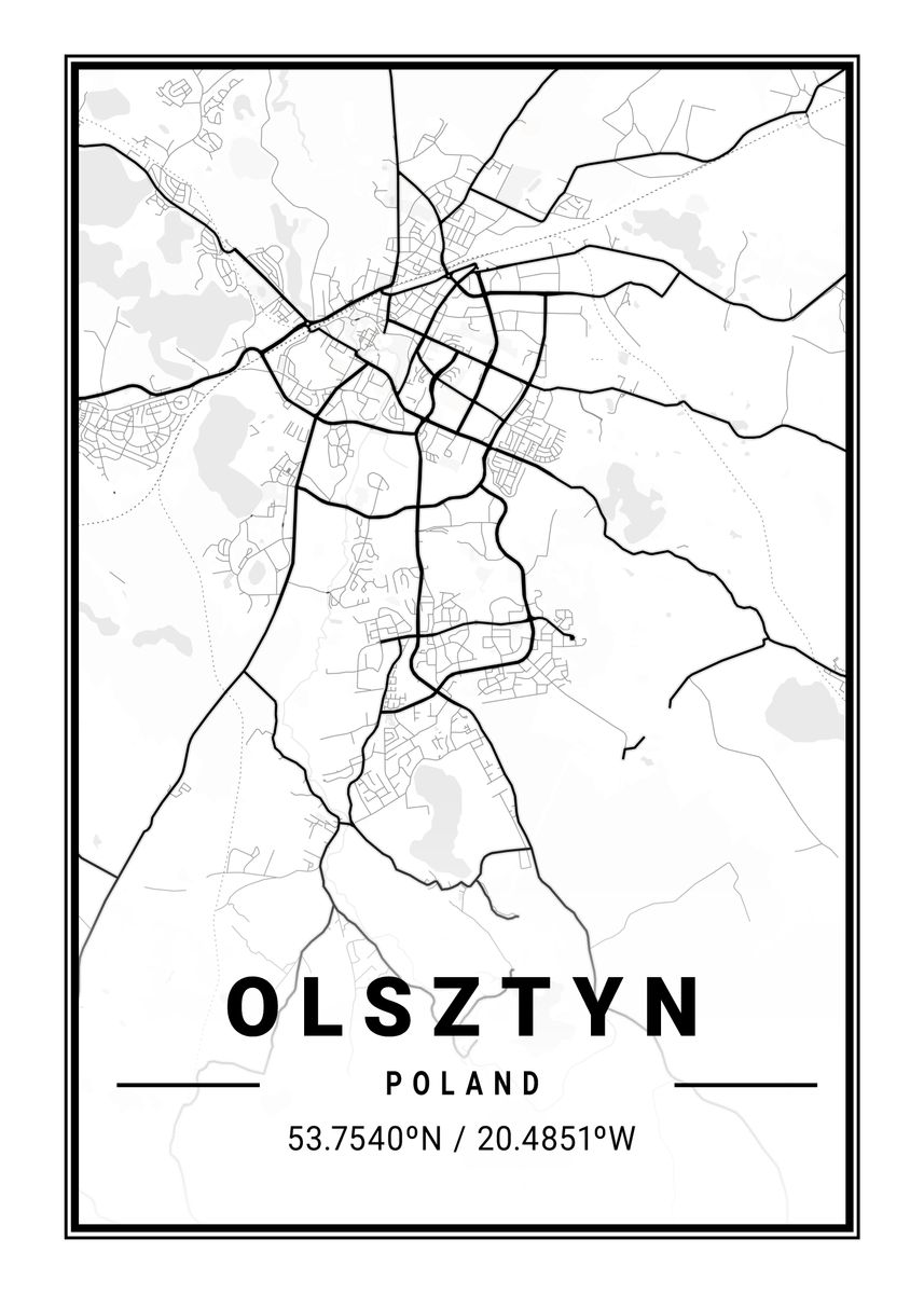 Olsztyn Light City Map Poster By Tien Stencil Displate