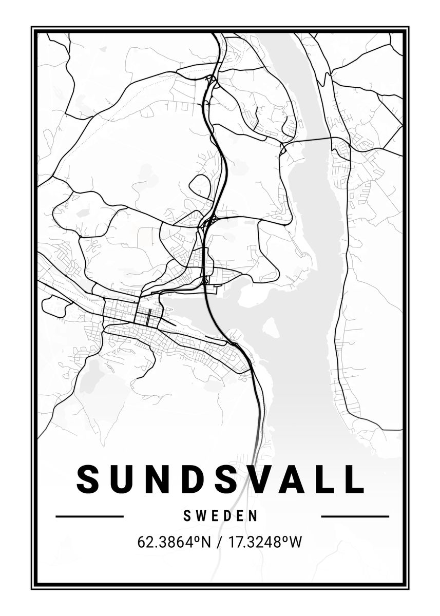 Sundsvall Light City Map Poster By Tien Stencil Displate