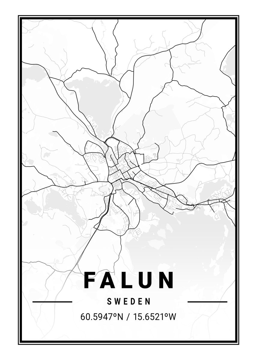 Falun Light City Map Poster By Tien Stencil Displate