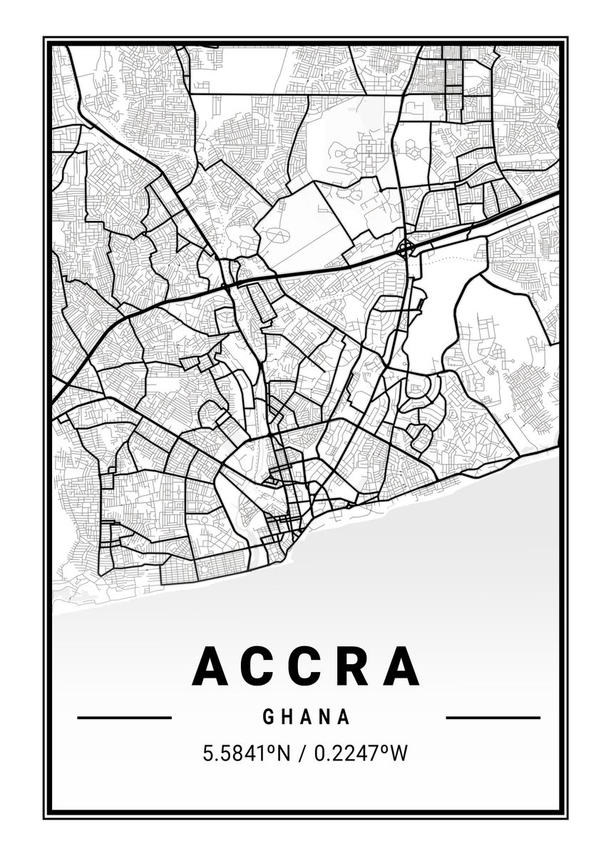 Accra Light City Map Poster By Tien Stencil Displate