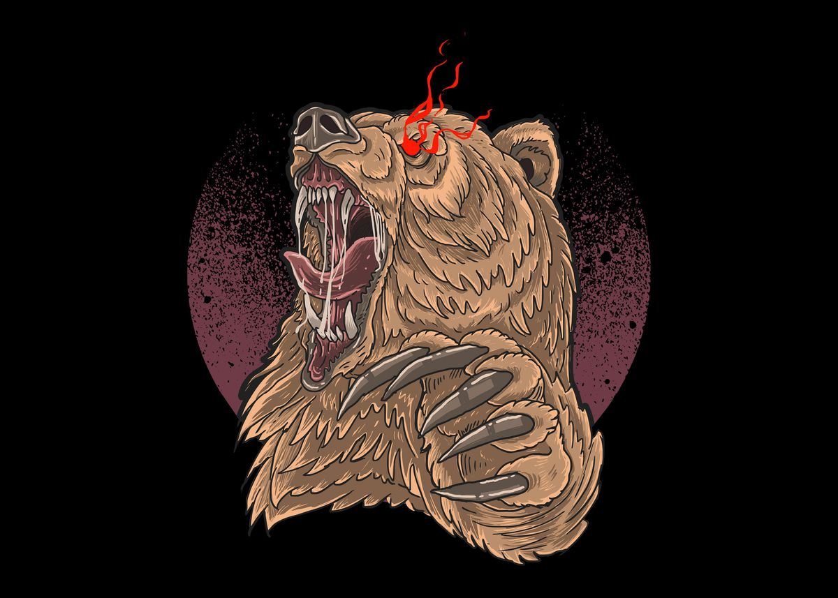 Angry Bear Detailed Art Poster By Ari Yanda Displate