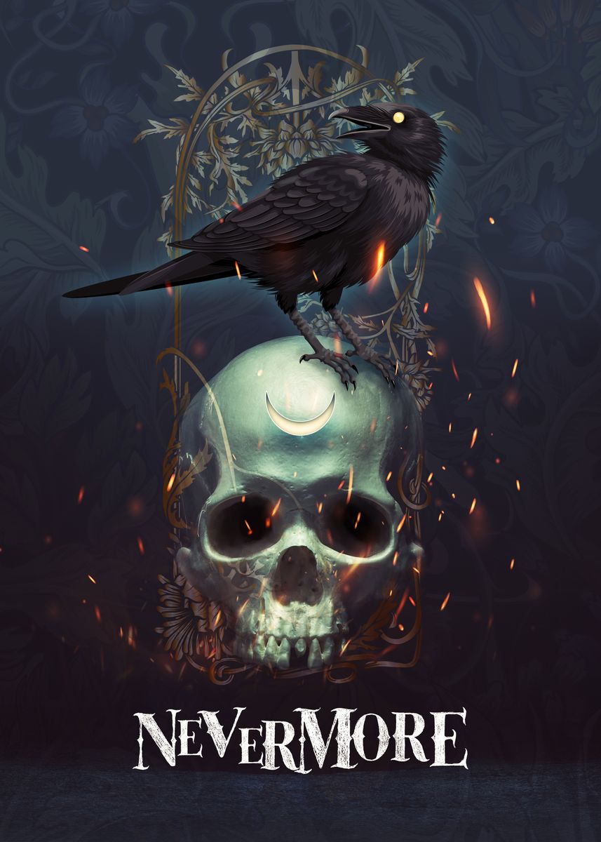 Edgar Allan Poes Raven Poster Picture Metal Print Paint By Ikaruna