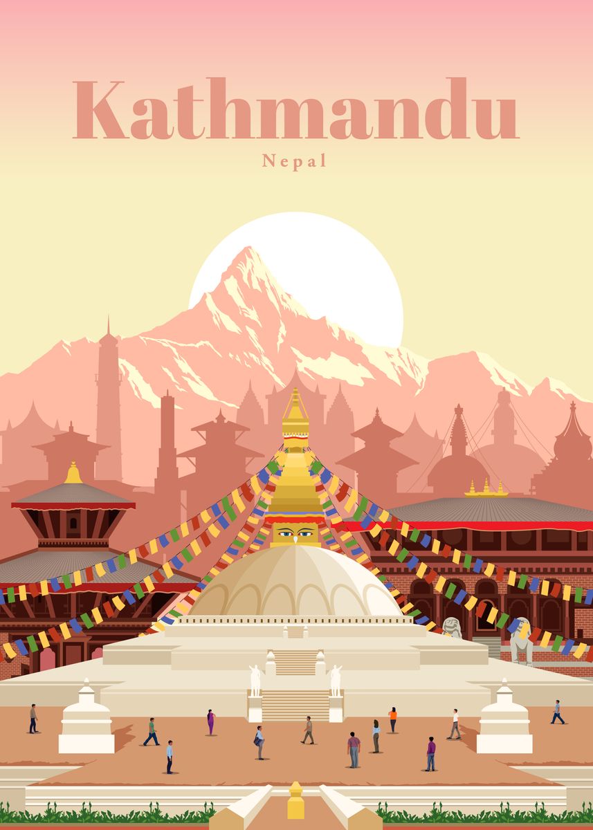 Travel To Kathmandu Poster Picture Metal Print Paint By Studio