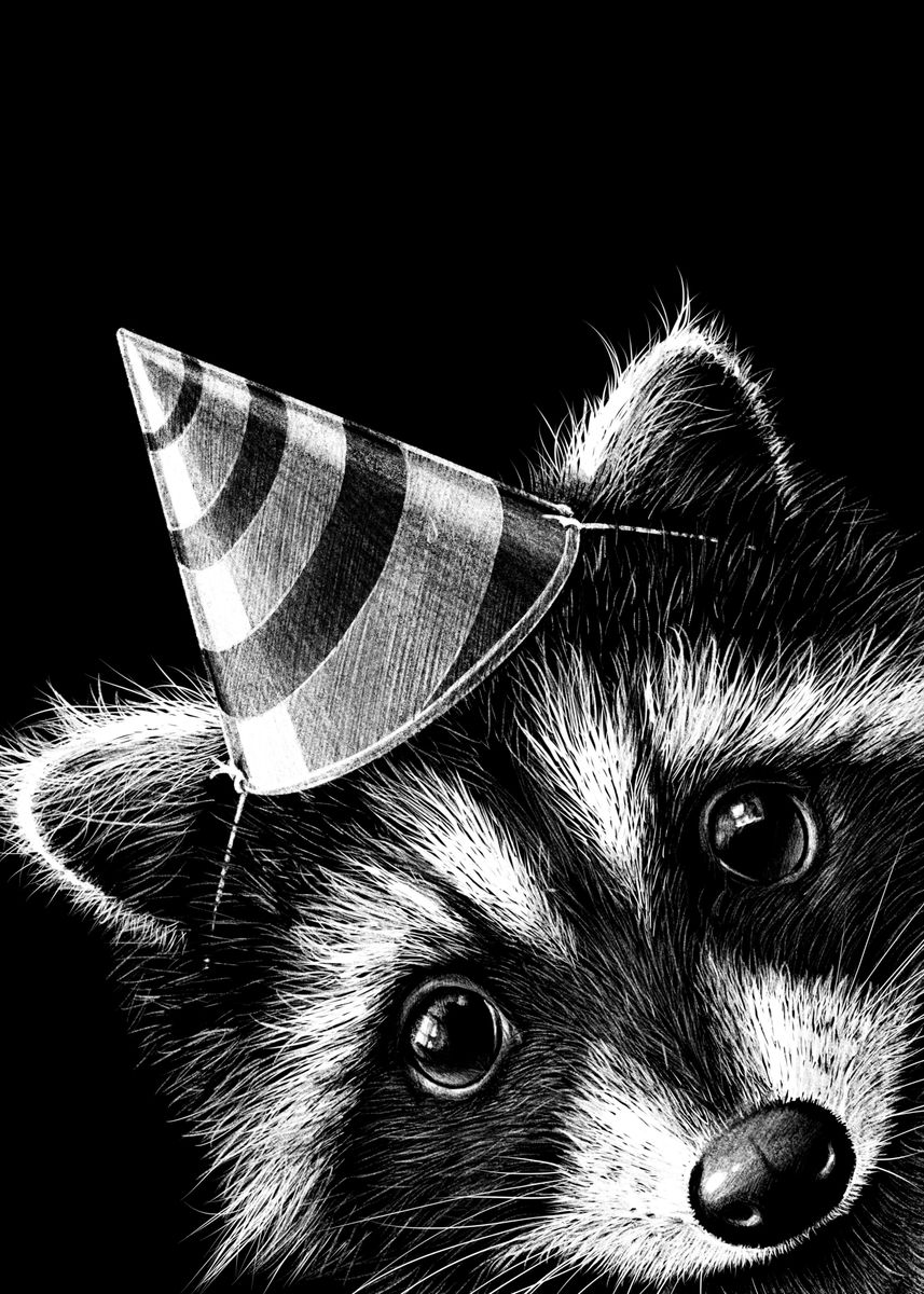 Raccoon Birthday Poster Picture Metal Print Paint By Fd Design