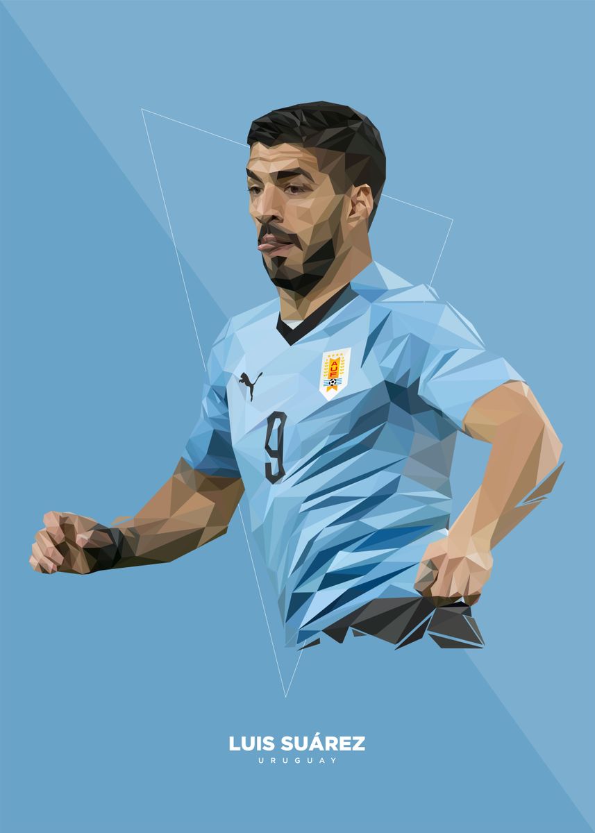 Luis Suarez Poster Picture Metal Print Paint By Lowpoly Posters