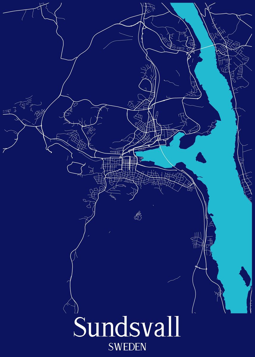 Sundsvall City Map Sweden Poster By Max Ronn Displate