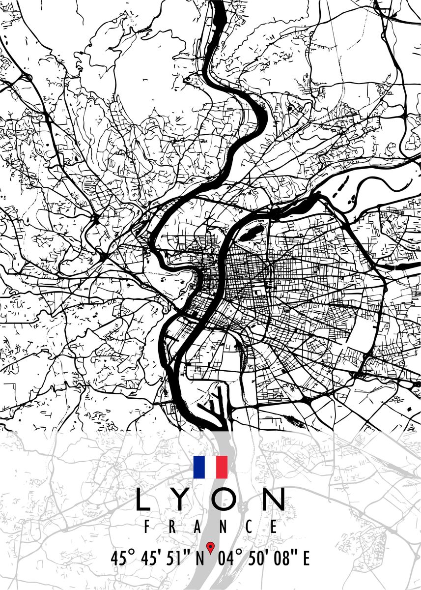 LYON MAP FRANCE Poster By Artistic Paradigms Displate