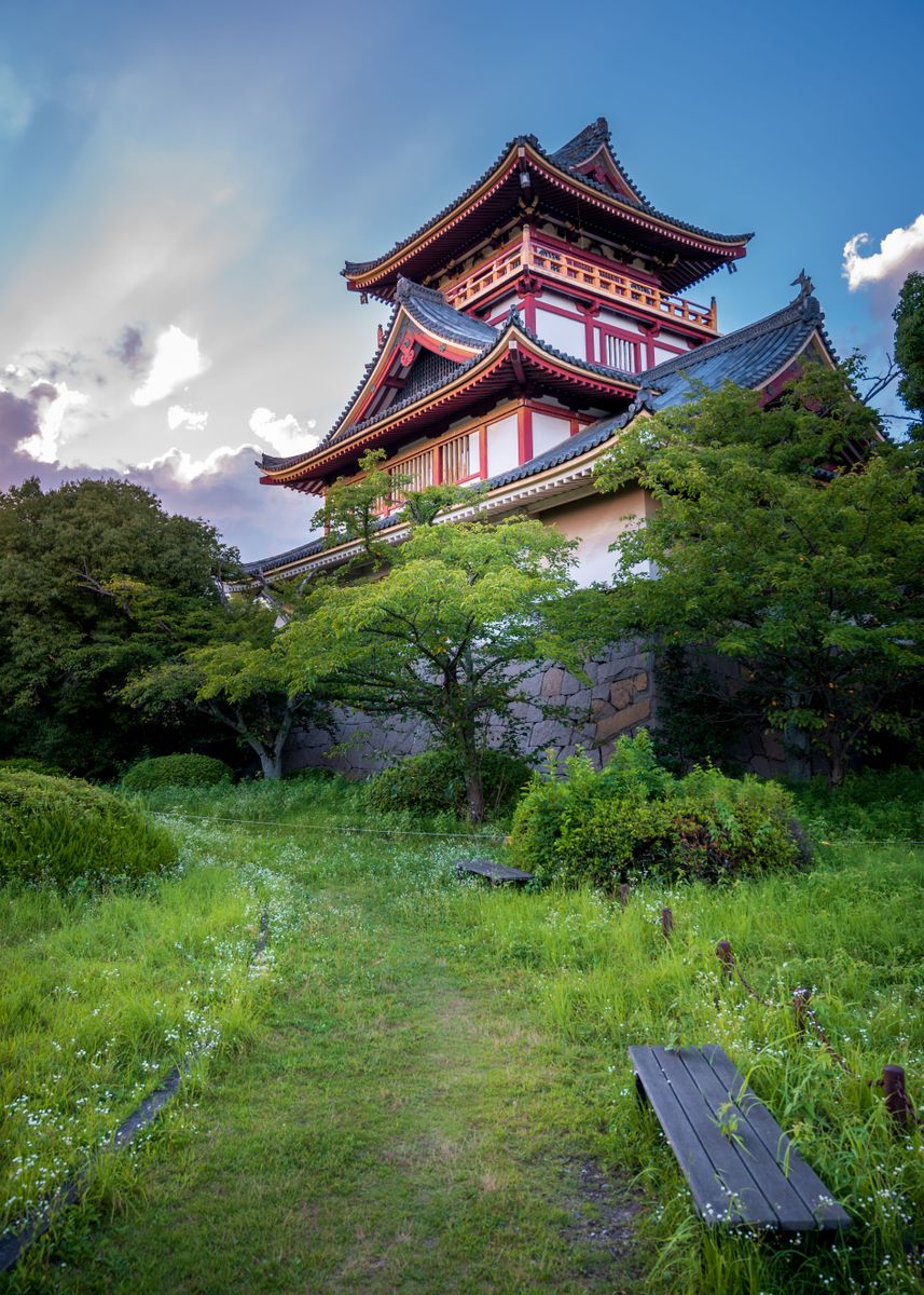 Momoyama Castle Sunset Poster Picture Metal Print Paint By Azuchi