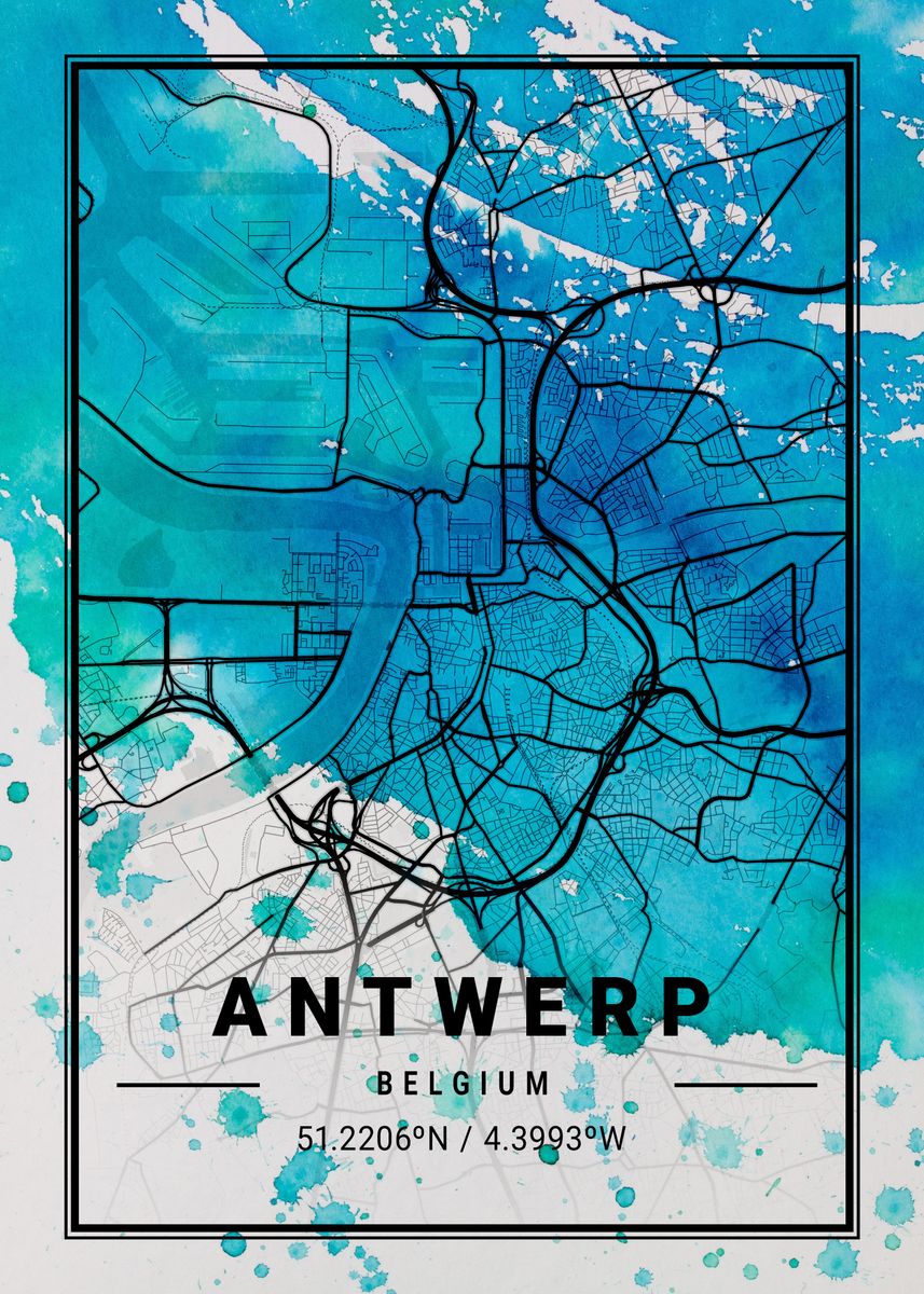 Antwerp Antlia Watercolor Poster Picture Metal Print Paint By