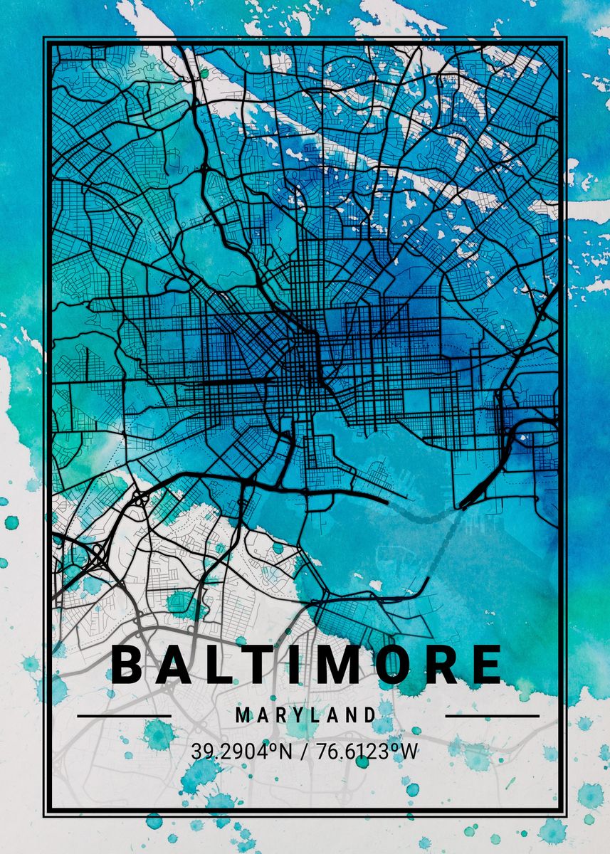 Baltimore Antlia Watercolo Poster Picture Metal Print Paint By