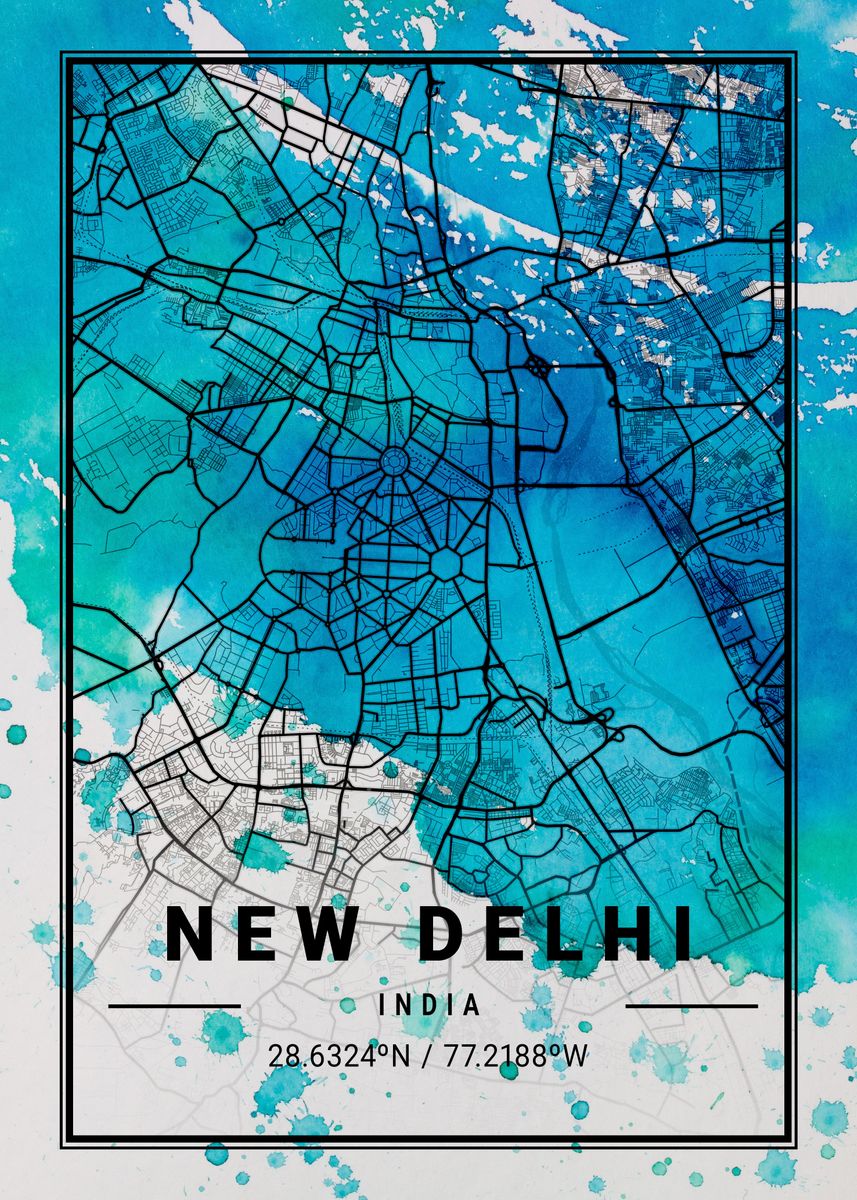 New Delhi Antlia Watercolo Poster Picture Metal Print Paint By