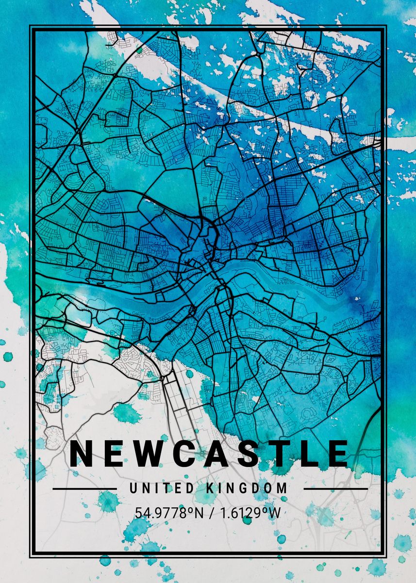 Newcastle Antlia Watercolo Poster Picture Metal Print Paint By