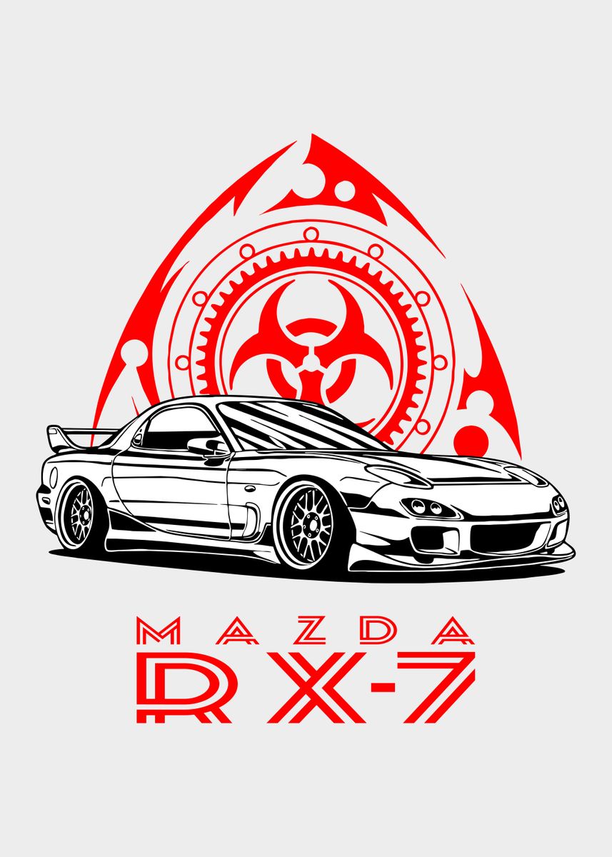 Mazda RX7 Car Poster Picture Metal Print Paint By Faissal Thomas