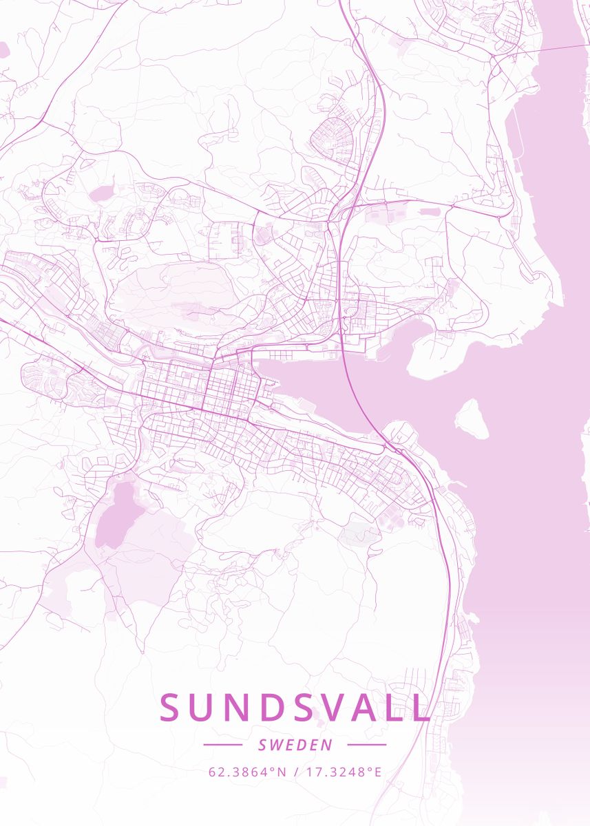 Sundsvall Sweden Poster By Designer Map Art Displate