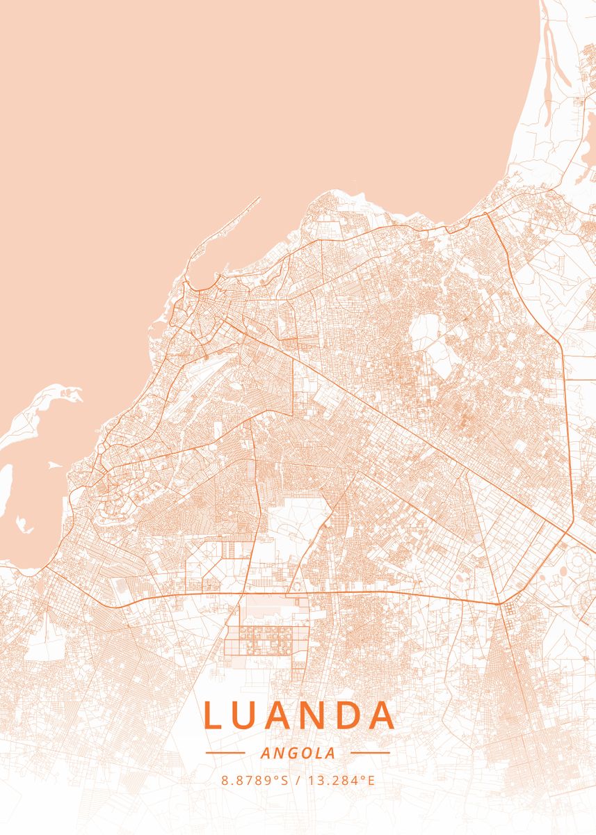 Luanda Angola Poster Picture Metal Print Paint By Designer Map Art