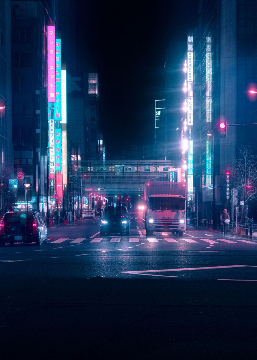 Tokyo Cyberpunk Nights Poster Picture Metal Print Paint By