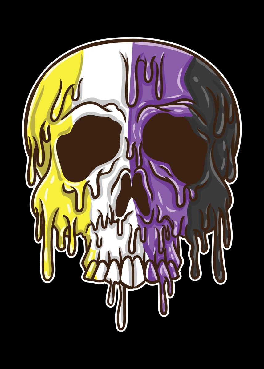 Dripping Nonbinary Skull Poster By Queerappear Displate