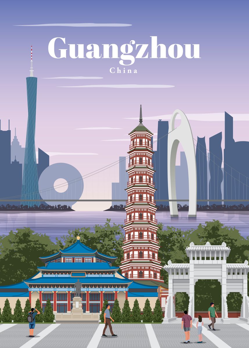 Travel To Guangzhou Poster Picture Metal Print Paint By Studio 324