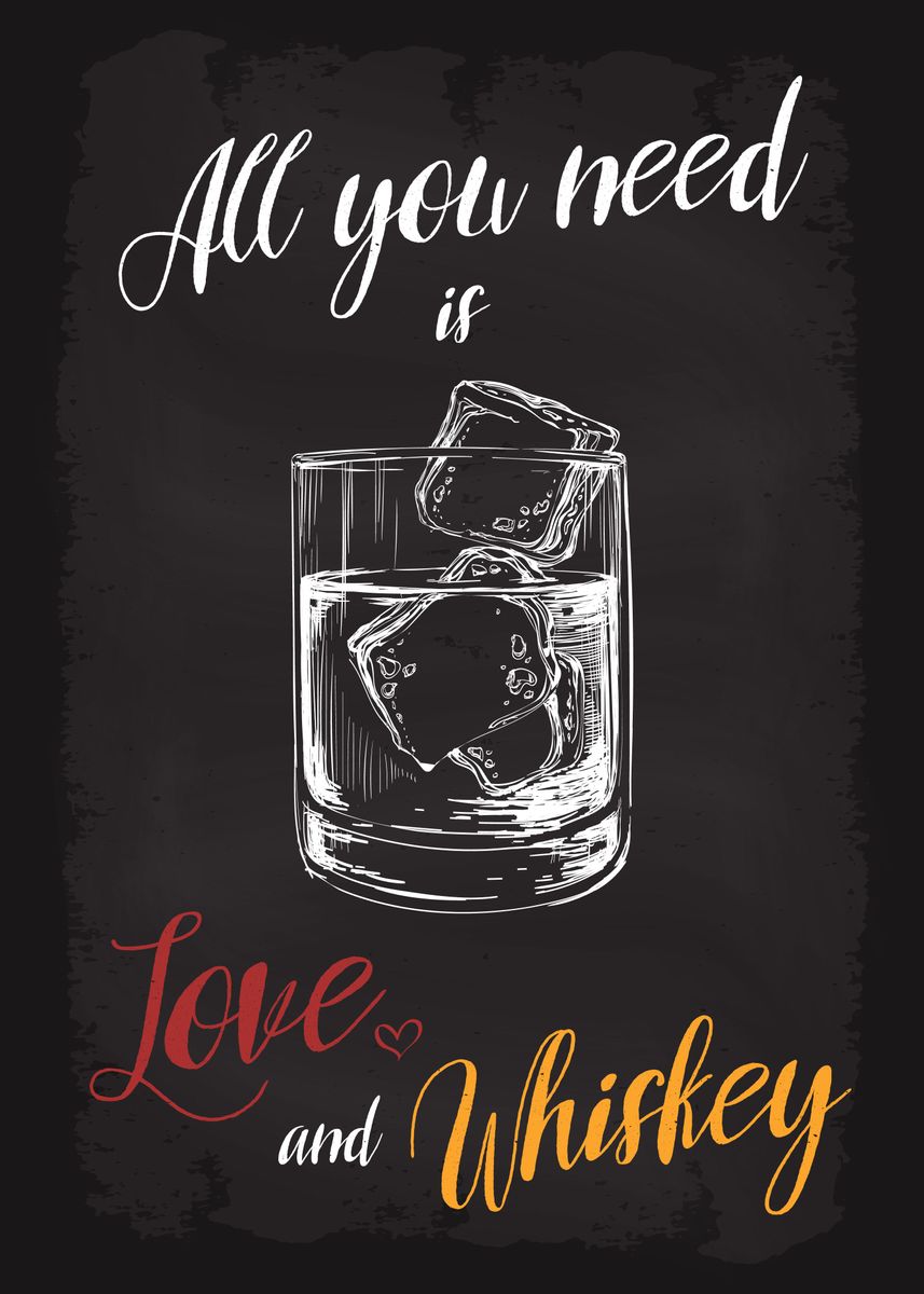 All You Need Love Whiskey Poster By DkDesign Displate