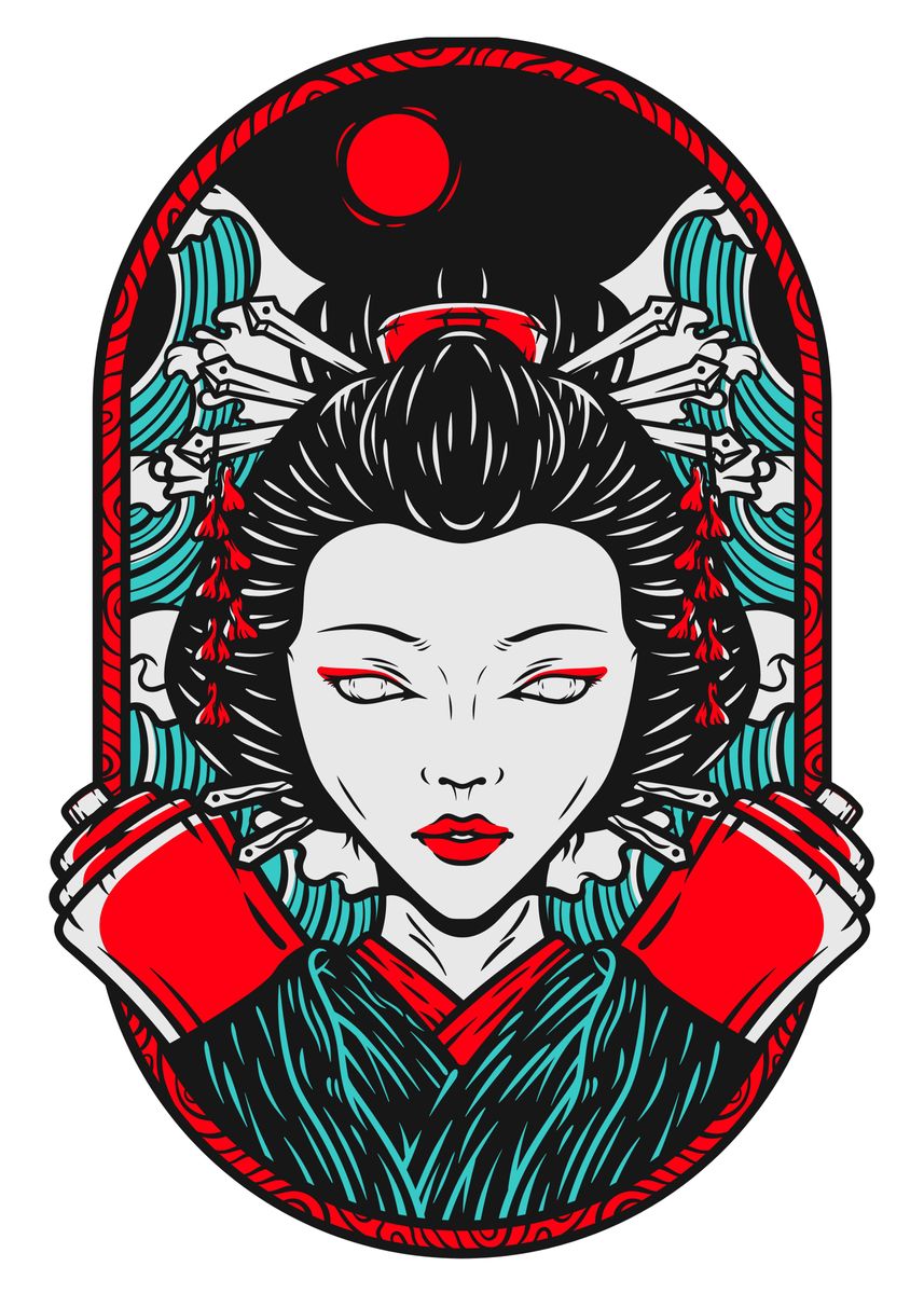 Geisha Poster Picture Metal Print Paint By NIZAM KHAN Displate