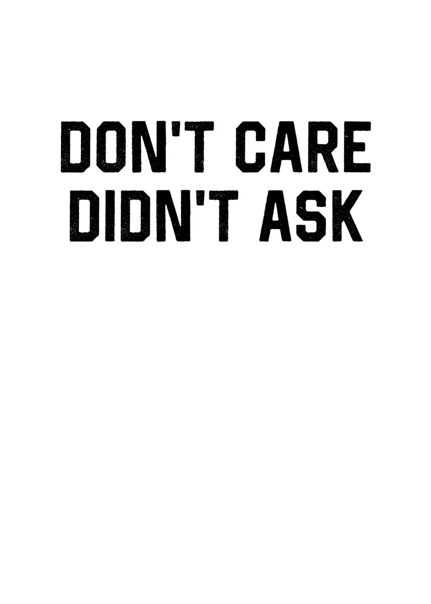 Dont Care Didnt Ask Poster By Thelonealchemist Displate