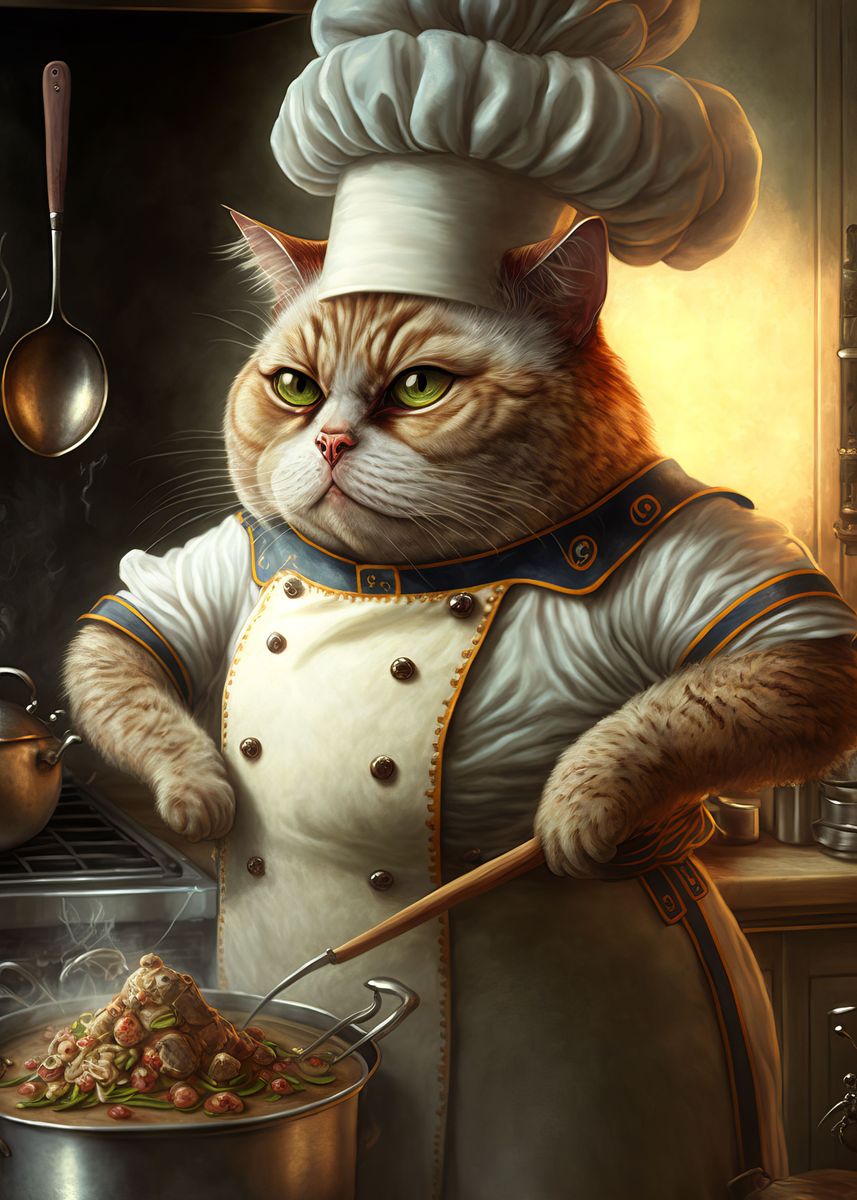 Chef Cat Poster By Five Senses Art Displate