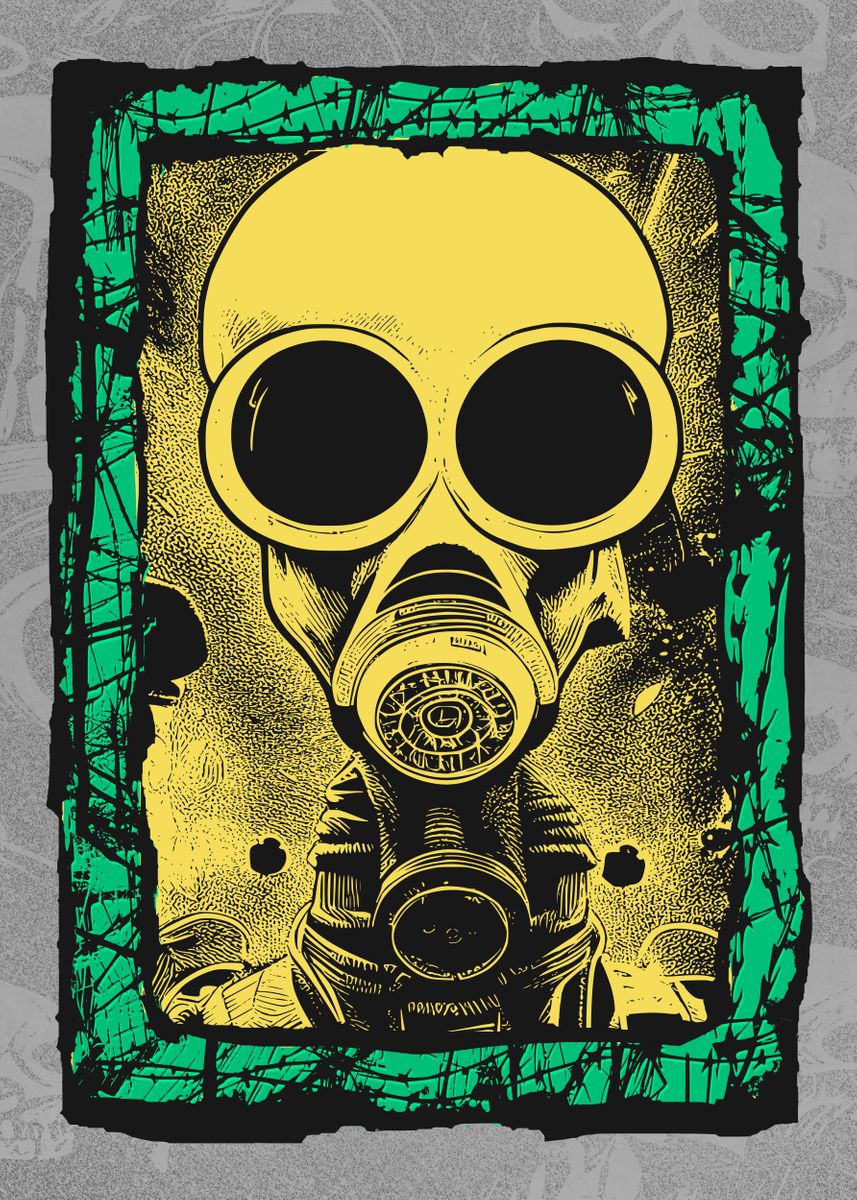 Cyborg Gasmask Punk Robot Poster Picture Metal Print Paint By Ilya