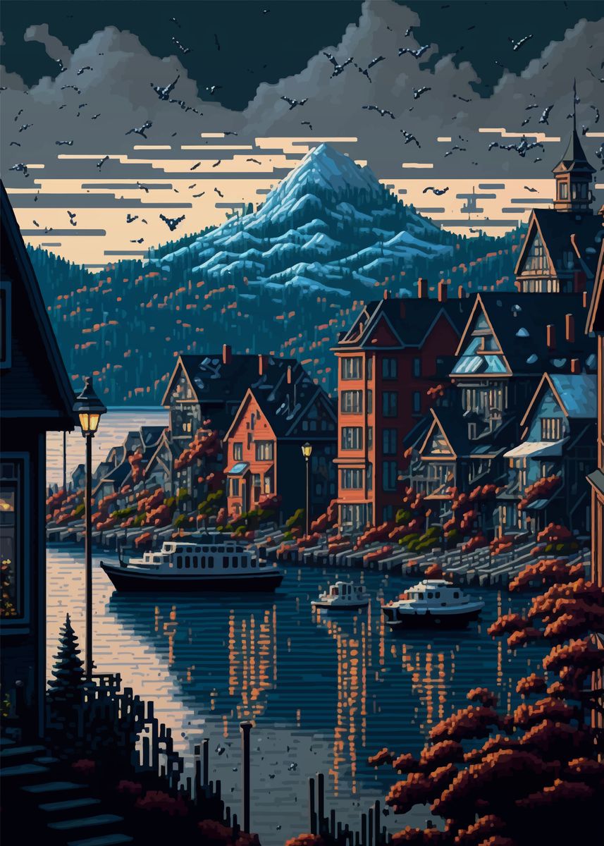 Bergen Pixel Art Poster By M Art Displate