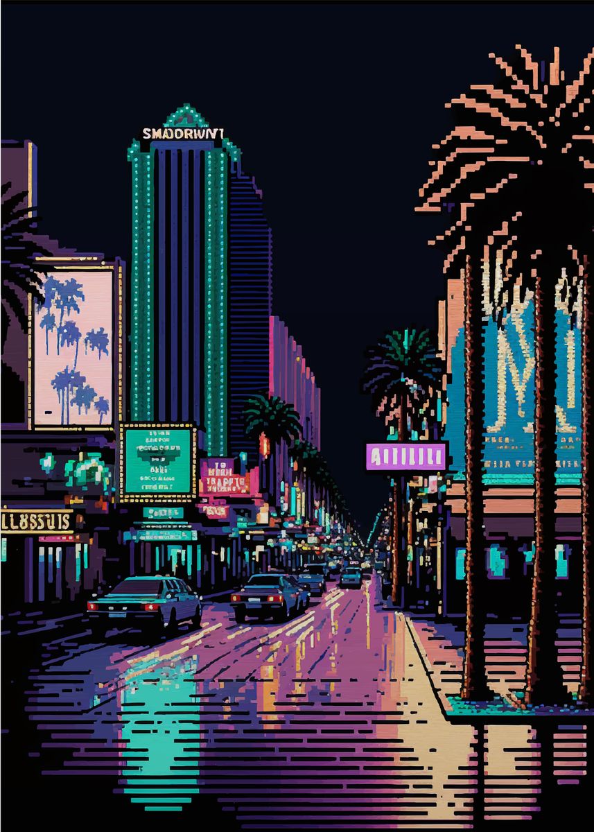 Las Vegas Pixel Art Poster By M Art Displate