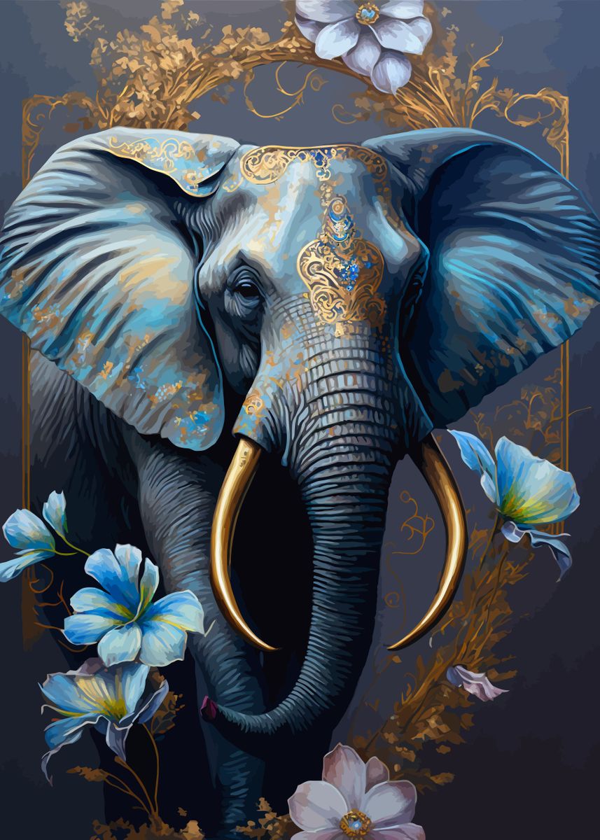 The Golden Elephant Poster Picture Metal Print Paint By Monika