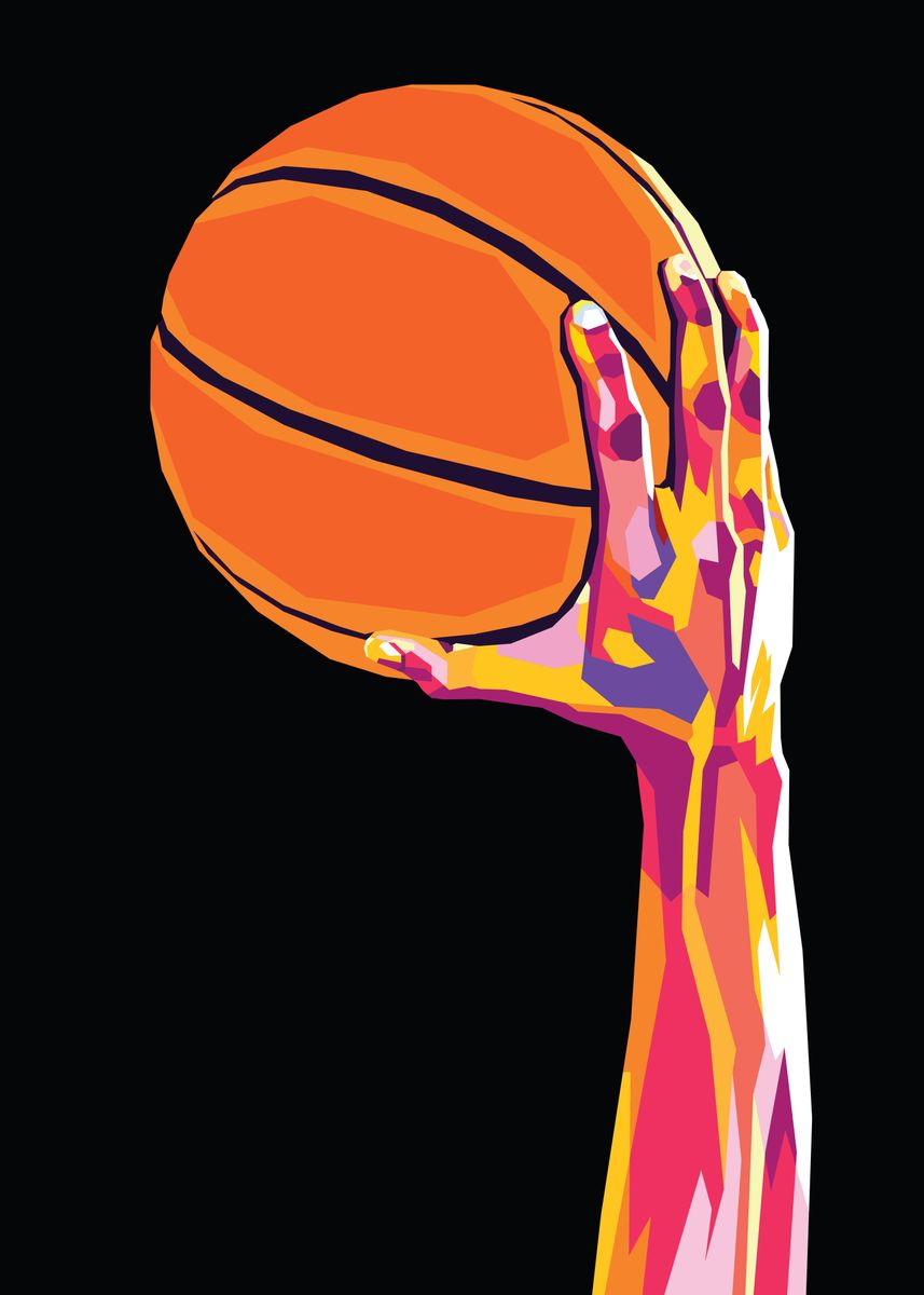 Basketball Pop Art Poster Poster Picture Metal Print Paint By