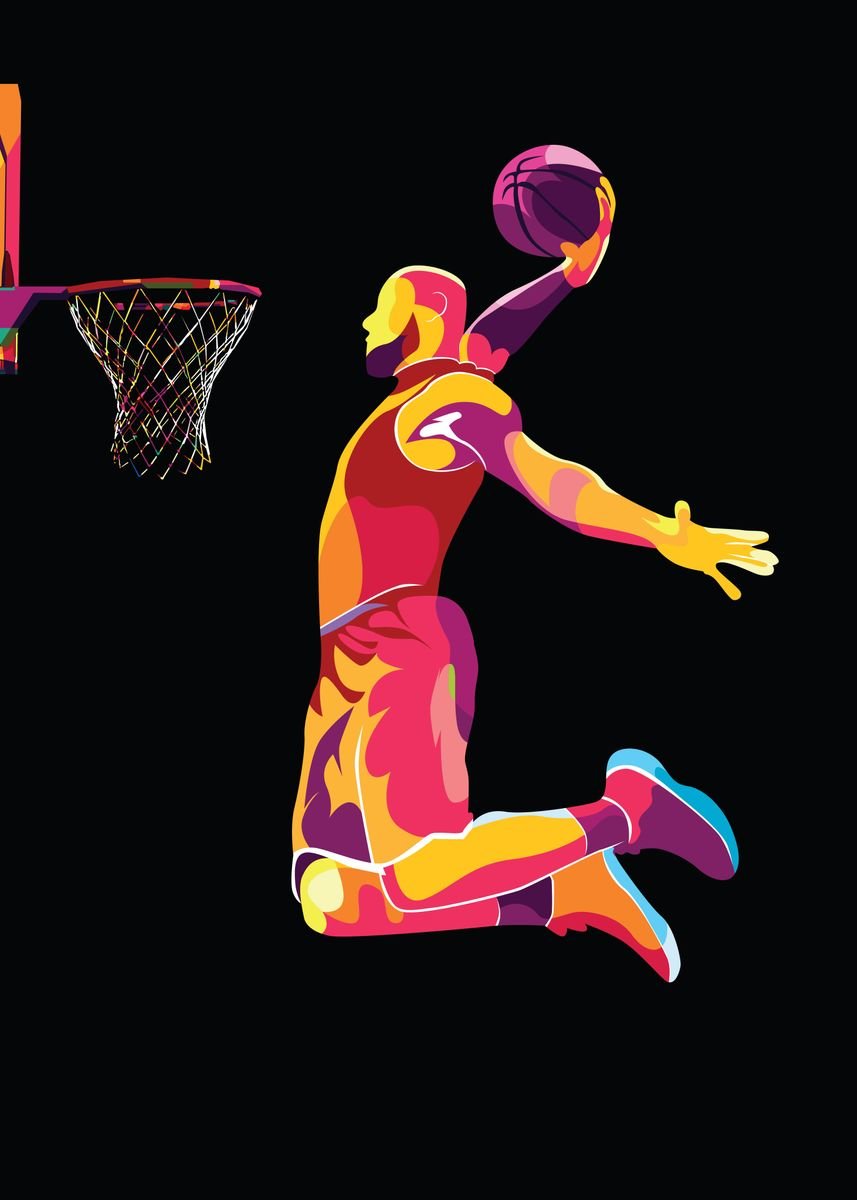 Basketball Jump Pop Art Poster Picture Metal Print Paint By