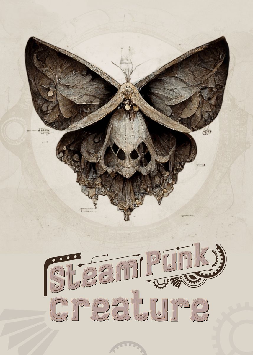 Fantasy Steampunk Moth Poster Picture Metal Print Paint By Stefan