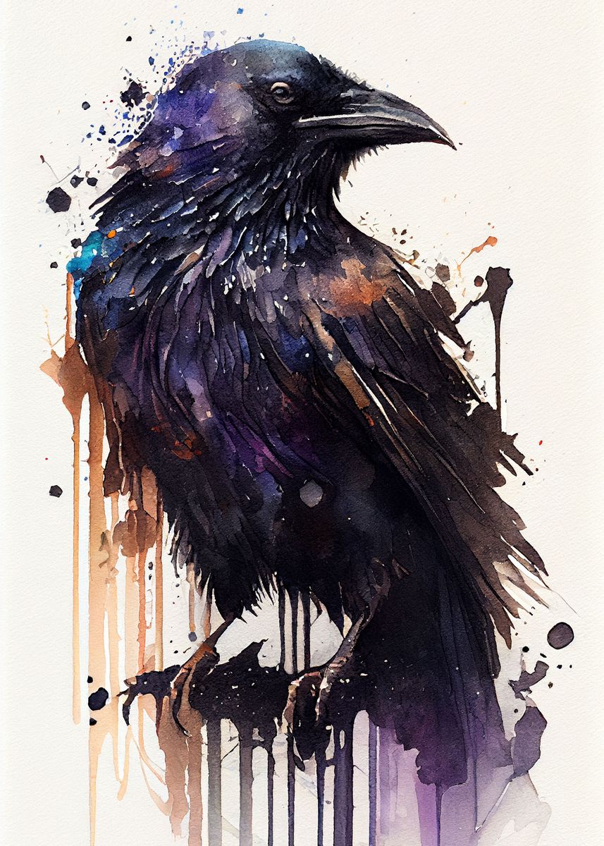 Raven Watercolor Poster By Decoydesign Displate