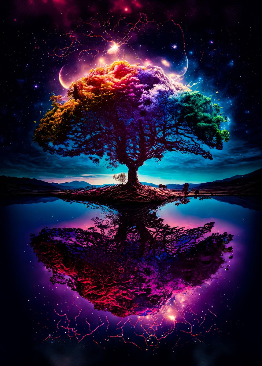 Cosmic Tree Of Life Poster Picture Metal Print Paint By Mark Viraj