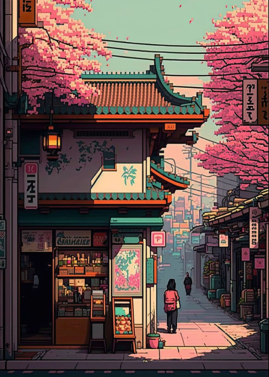 Japan Pixel Art Poster By Kyzart Displate