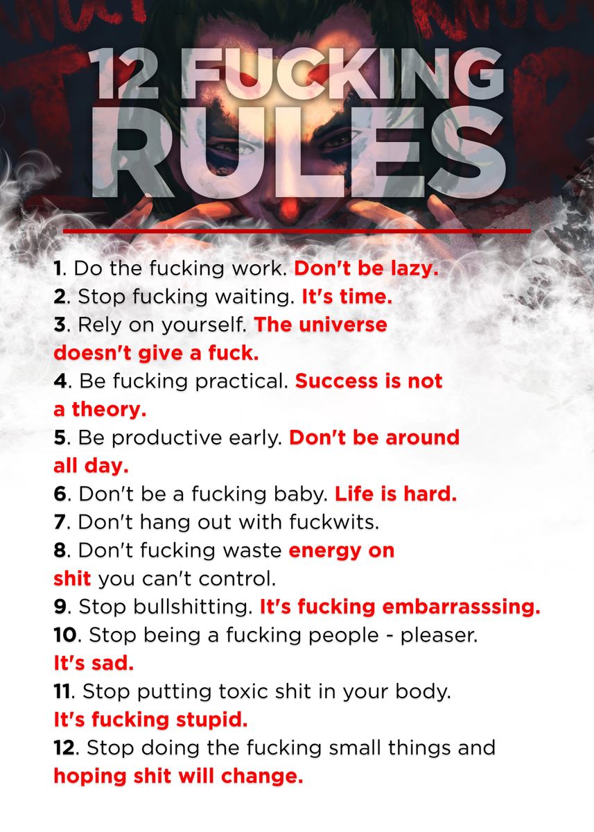 Fucking Rules Poster Picture Metal Print Paint By Holosomnia